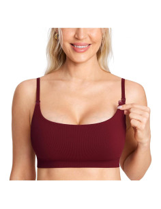 Sujetador de Lactancia MOMANDA Acanalado Rojo Pequeño