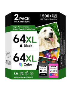 Cartuchos de Tinta 64XL Kimveway Negro y Color para HP