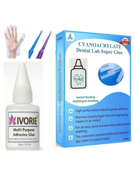 Pegamento Super Adhesivo Acrílico IVORIE 20g para Laboratorio Dental