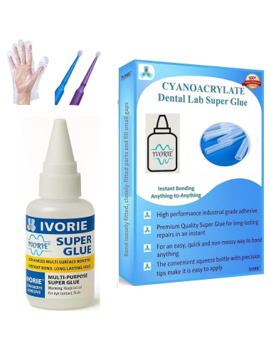 Pegamento Super Adhesivo Acrílico IVORIE 20g para Laboratorio Dental