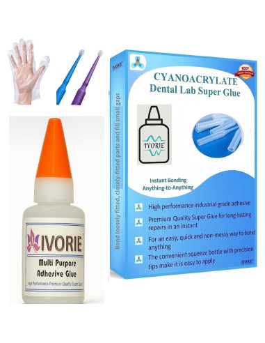 Pegamento Super Adhesivo Acrílico IVORIE 20g para Laboratorio Dental