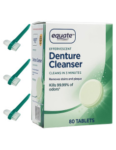 Limpiador de Dentaduras Equate + 3 Cepillos Individuales