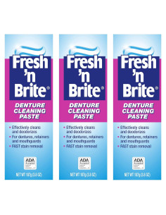 Pasta Limpiadora para Dentaduras Fresh 'n Brite - 3 Tubos 107g