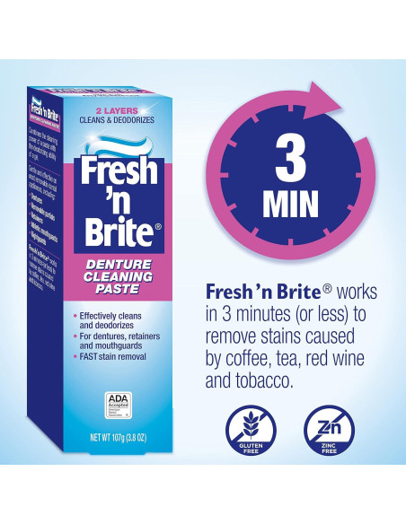 Pasta Limpiadora para Dentaduras Fresh 'n Brite - 3 Tubos 107g