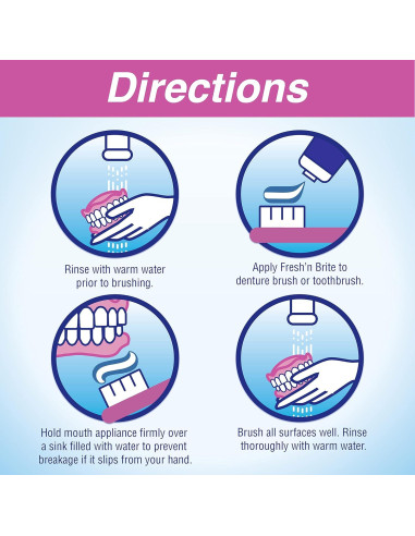 Pasta Limpiadora para Dentaduras Fresh 'n Brite - 3 Tubos 107g