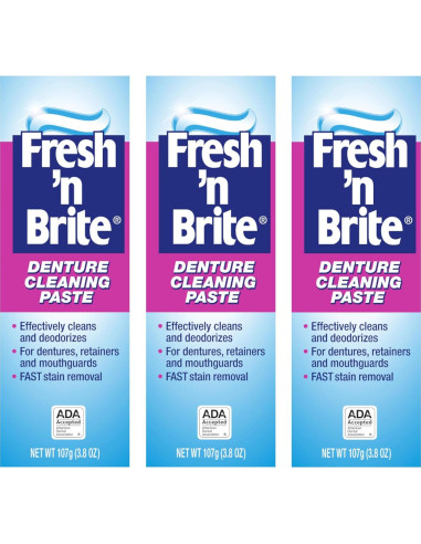 Pasta Limpiadora para Dentaduras Fresh 'n Brite - 3 Tubos 107g