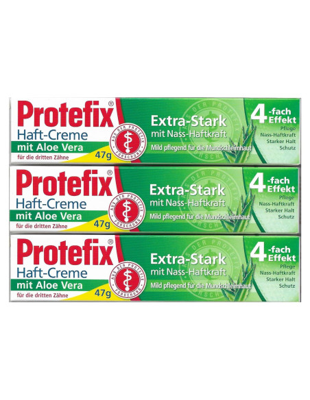 Crema Adhesiva para Dentaduras Protefix 3x47g Aloe Vera