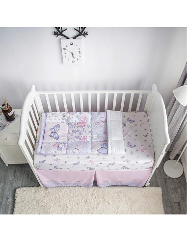 Juego de Ropa de Cuna Estándar La Premura 3 Piezas Mariposa Lila