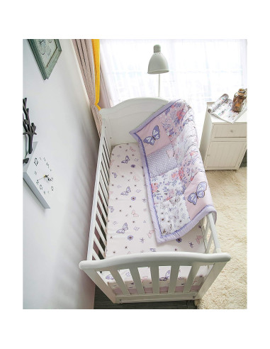 Juego de Ropa de Cuna Estándar La Premura 3 Piezas Mariposa Lila