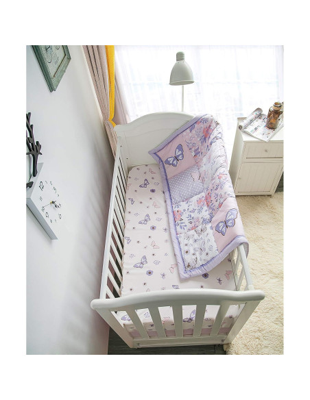Juego de Ropa de Cuna Estándar La Premura 3 Piezas Mariposa Lila