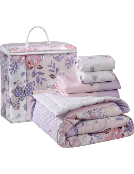 Juego de Ropa de Cuna Estándar La Premura 3 Piezas Mariposa Lila