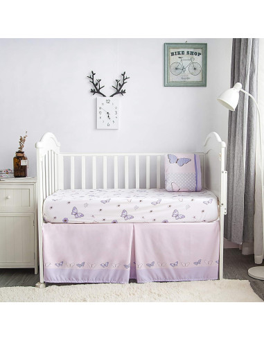 Juego de Ropa de Cuna Estándar La Premura 3 Piezas Mariposa Lila