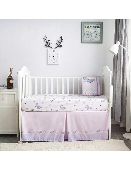Juego de Ropa de Cuna Estándar La Premura 3 Piezas Mariposa Lila