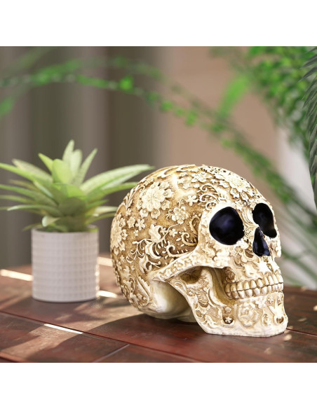 Calavera de Resina Natural READAEER 19.3x14.2x15.5 cm Decoración