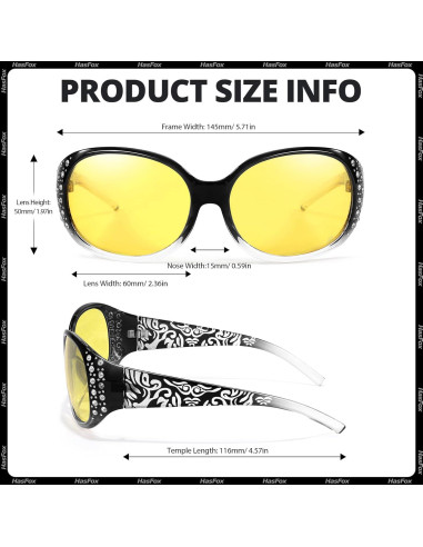 Gafas de Visión Nocturna HASFOX - Lentes Amarillos Polarizados UV400