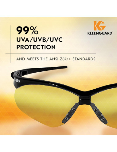 Gafas de Seguridad KleenGuard V30 Nemesis, Lentes Ámbar, 12 Pares