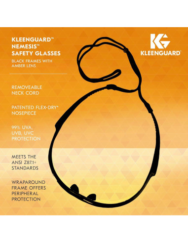 Gafas de Seguridad KleenGuard V30 Nemesis, Lentes Ámbar, 12 Pares