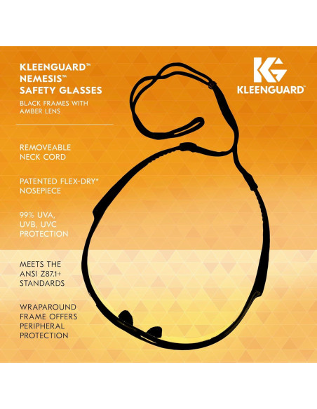 Gafas de Seguridad KleenGuard V30 Nemesis, Lentes Ámbar, 12 Pares