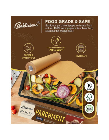 Rollo de papel pergamino antiadherente Baklicious 33 cm x 50 m