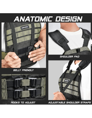 Chaleco Táctico Ajustable INFIDEZ 5.4 a 14 kg para Entrenamiento