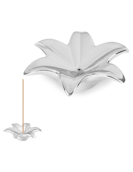 Soporte de Incienso Eunoir Floral Cerámica Plata 13.5cm Soporte de Incienso Eunoir Floral Cerámica Plata 13.5cm
