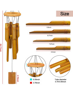Campanas de Viento de Bambú Virekm para Exterior 67.8 cm 2