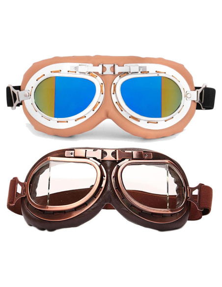 Peicees Paquete de 2 Gafas Vintage para Motocicleta y Ciclismo