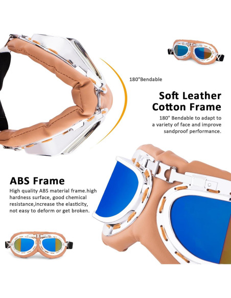 Peicees Paquete de 2 Gafas Vintage para Motocicleta y Ciclismo