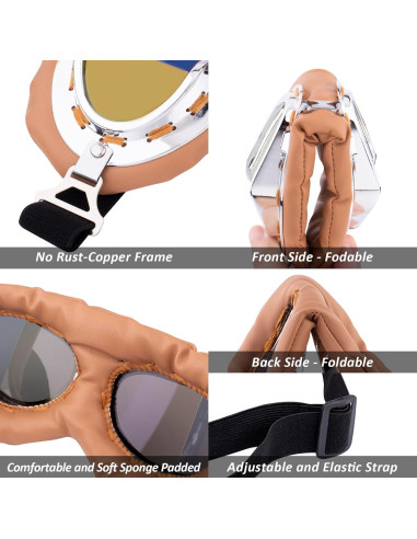 Peicees Paquete de 2 Gafas Vintage para Motocicleta y Ciclismo