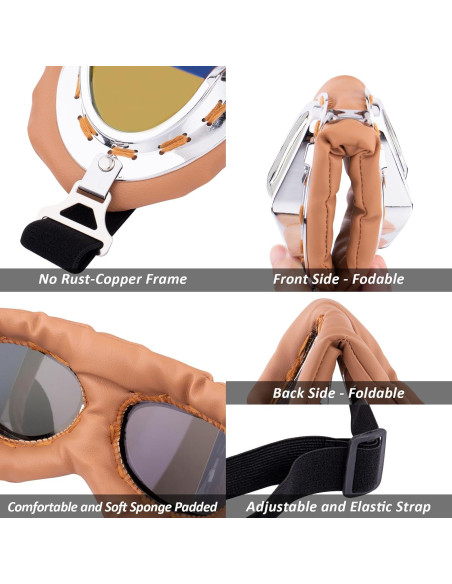 Peicees Paquete de 2 Gafas Vintage para Motocicleta y Ciclismo