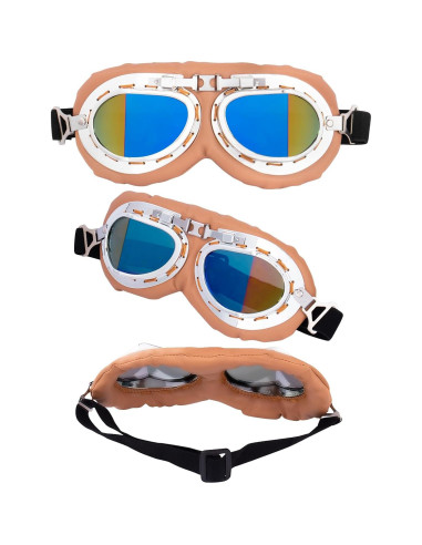 Peicees Paquete de 2 Gafas Vintage para Motocicleta y Ciclismo