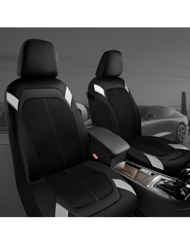 Funda de Asiento de Auto PIC AUTO - Cuero Negro y Plateado Universal