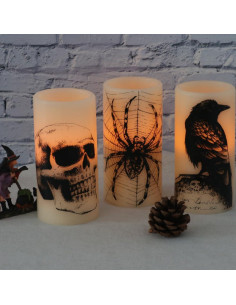 Velas LED Sin Llama KunSwenn Halloween 3 Pcs con Temporizador 2