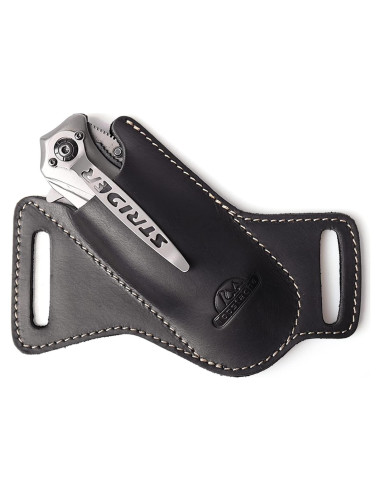 Funda de Cuchillo Plegable Topstache de Cuero Negro EDC