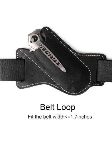 Funda de Cuchillo Plegable Topstache de Cuero Negro EDC