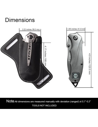 Funda de Cuchillo Plegable Topstache de Cuero Negro EDC