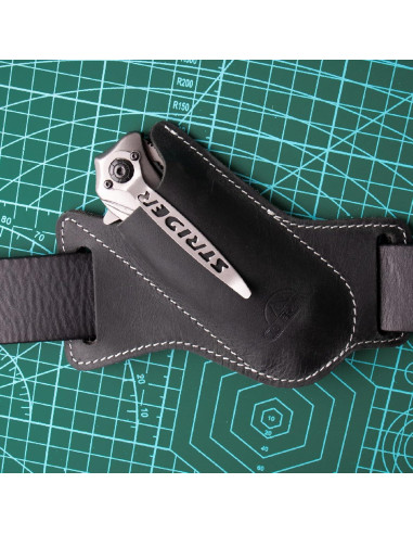 Funda de Cuchillo Plegable Topstache de Cuero Negro EDC