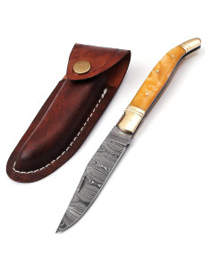Cuchillo Plegable Laguiole Damascus Depot 21.6 cm Beige