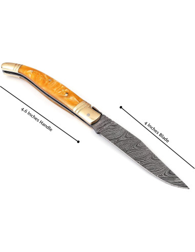Cuchillo Plegable Laguiole Damascus Depot 21.6 cm Beige