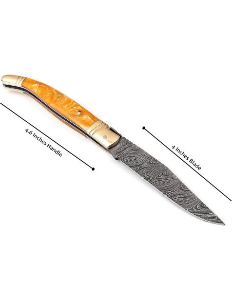 Cuchillo Plegable Laguiole Damascus Depot 21.6 cm Beige