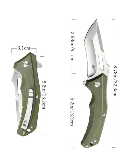 Cuchillo de Bolsillo Eafengrow EF908 Acero D2 Verde 22.29 cm