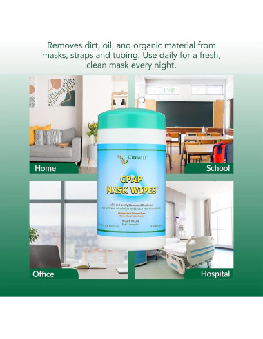 Toallitas de limpieza CPAP Citrus II - 62 unidades - Aroma cítrico