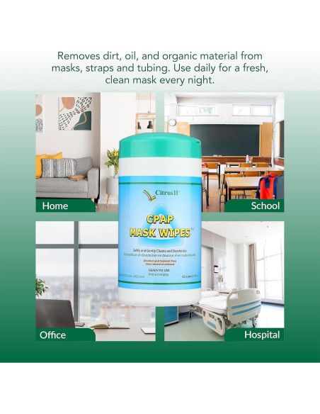 Toallitas de limpieza CPAP Citrus II - 62 unidades - Aroma cítrico
