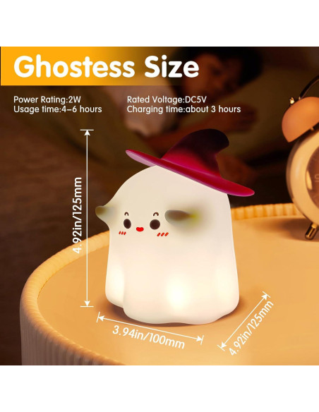 Luz Nocturna Fantasma Cuxichuxinxi 9.9x10.5cm Recargable USB