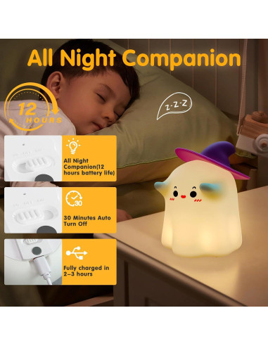 Luz Nocturna Fantasma Cuxichuxinxi 9.9x10.5cm Recargable USB