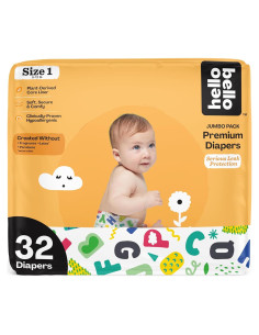 Pañales Premium Hello Bello Tamaño 1, 32 Unidades, Hipoalergénicos