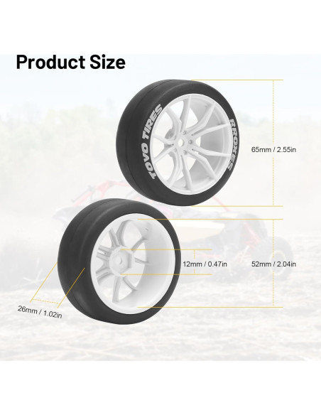 Neumáticos y Ruedas de Drift RC Daitoku 1/10 65mm Blanco