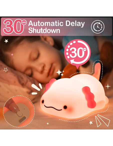Luz Nocturna Axolote Lettreq Recargable 14.66cm para Niños