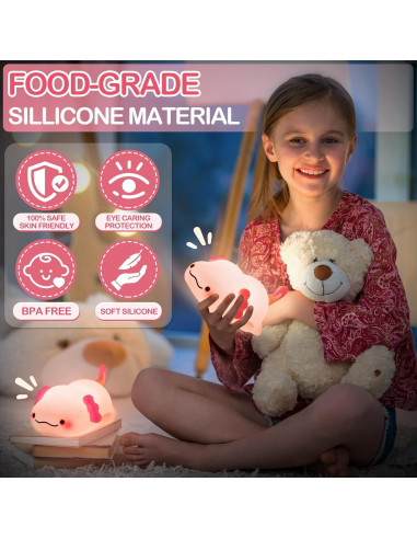 Luz Nocturna Axolote Lettreq Recargable 14.66cm para Niños