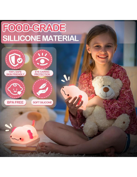 Luz Nocturna Axolote Lettreq Recargable 14.66cm para Niños